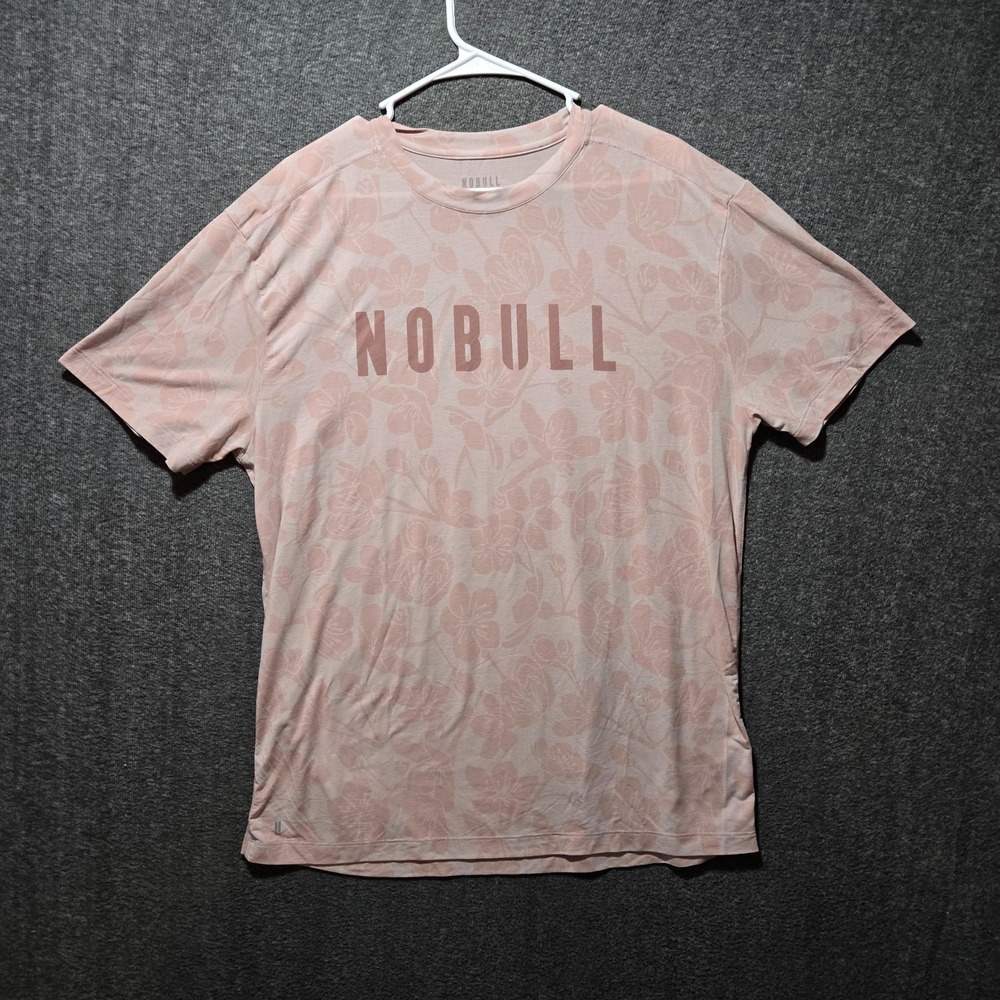 Nobull T-Shirt Men's XL Pink Short Sleeve Floral Print Athleisure Gym Casual